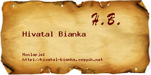 Hivatal Bianka névjegykártya